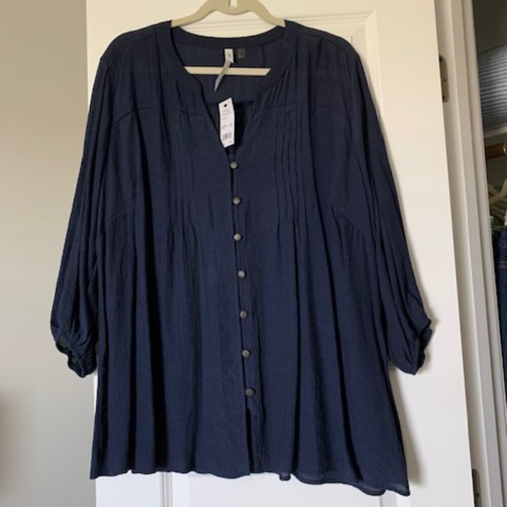 NWT - NY Collection Navy Blue Tunic, 2X